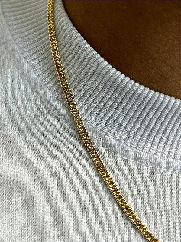 Corrente Grumet Dupla 50cm 3mm Fecho Tradicional Banhada a Ouro 18k COR060