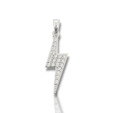 Pingente Raio Cravejado Banhado A Ouro Branco PIN076