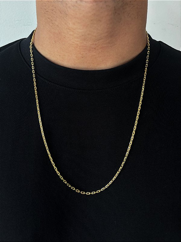 Corrente Elo Cadeado 4mm Fecho Tradicional Banhada A Ouro 18k COR085