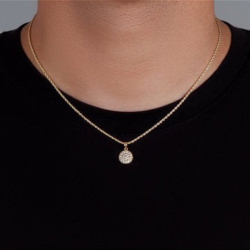 Corrente Cordão Baiano 1,6mm + Pingente Circulo Cravejado Banhado A Ouro 18k COR003-PIN013