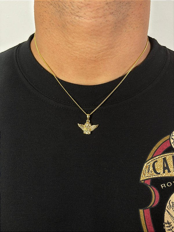Corrente Grumet 1,4mm + Pingente Anjo Banhado A Ouro 18k COR014-PIN141