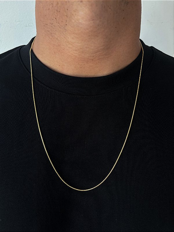 Corrente Rabo de Rato 1mm Fecho Tradicional Banhada A Ouro 18k COR086