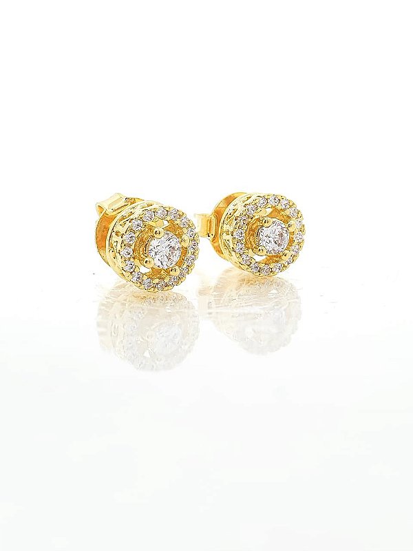 Brinco Masculino Par Redondo Coroa 1 Banhado A Ouro 18k BRI104