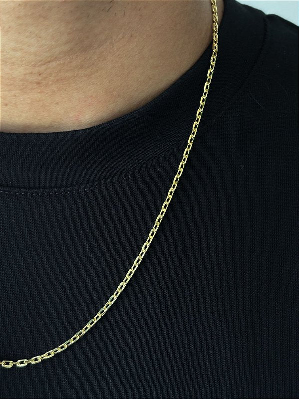 Corrente Elo Cadeado 4mm Fecho Tradicional Banhada A Ouro 18k COR082