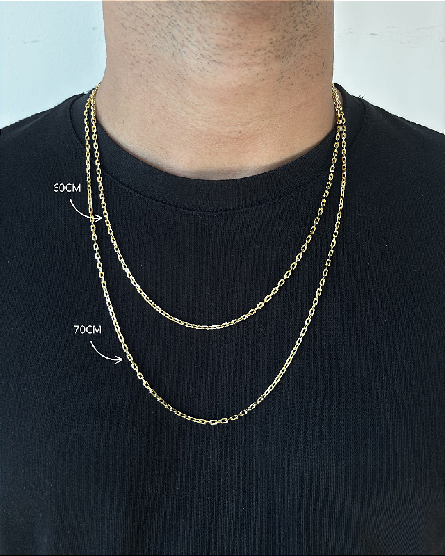 Kit Corrente Elo Cadeado + Pulseira Elo Cadeado 4mm Banhado A Ouro 18K