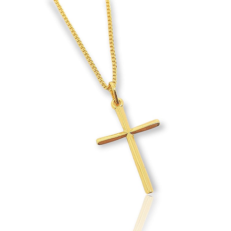 Pingente Cruz Palito Lisa Banhada A Ouro 18k PIN012