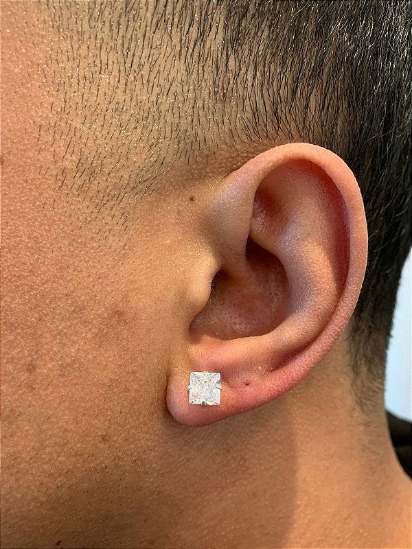 Par De Brinco Pedra Zircônia Quadrada (6mm) Prata 925 BRIP006