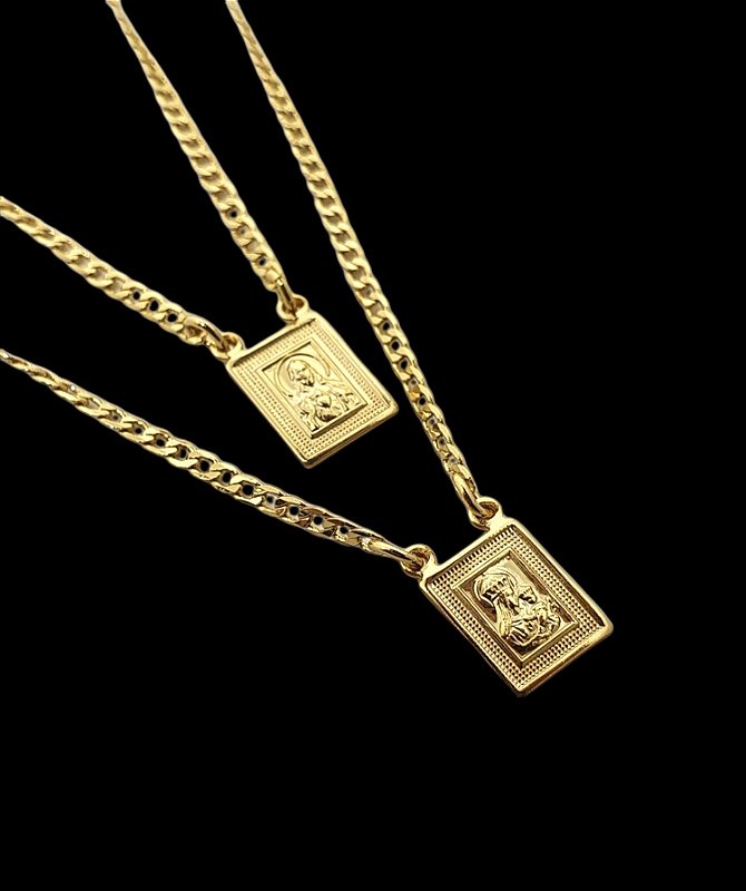 Escapúlario Corrente Grumet Jesus Medalha 8X10mm Banhado a Ouro 18k ESC004