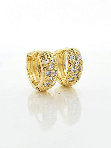 Brinco Masculino Par Argola Cravejada Com 8 Pedras Banhada A Ouro 18K BRI040