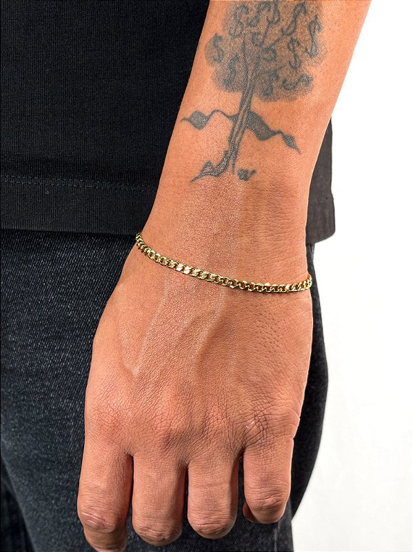 Pulseira Grumet 4mm Fecho Graveta Banhada A Ouro 18k PUL063