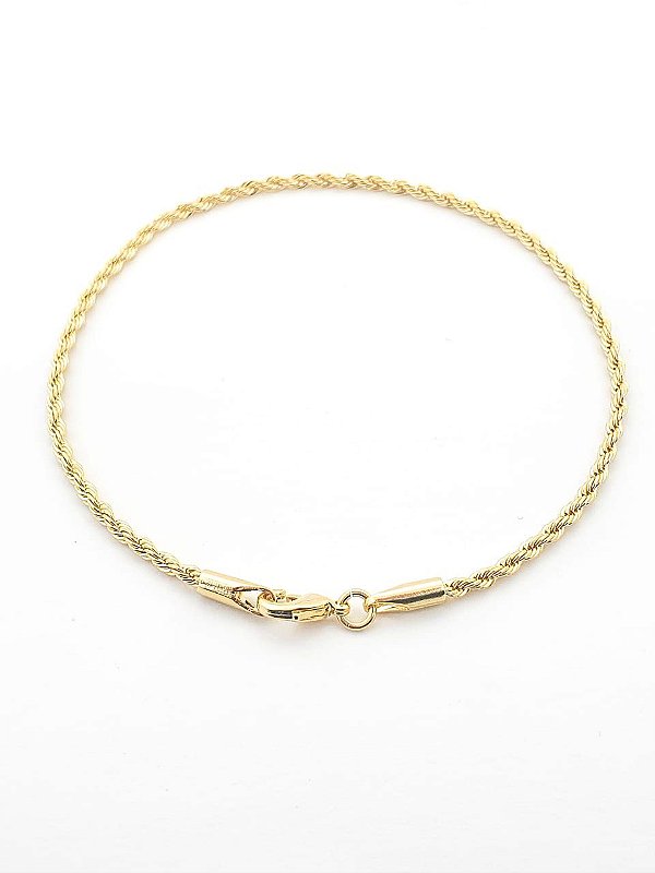Pulseira Cordão Baiano 2mm Fecho Tradicional Banhada A Ouro 18k PUL022