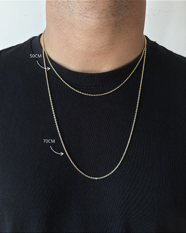Kit Corrente Elo Cadeado + Pulseira Elo Cadeado 2mm Banhado A Ouro 18K