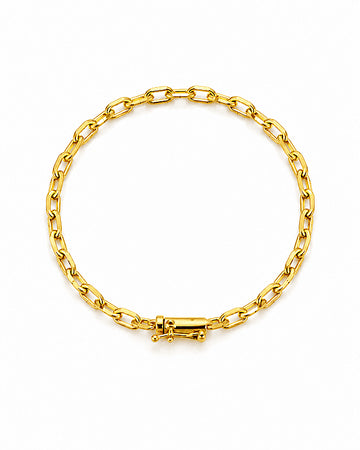 Pulseira Elo Cadeado 4mm Fecho Bomba Banhada A Ouro 18K PUL065