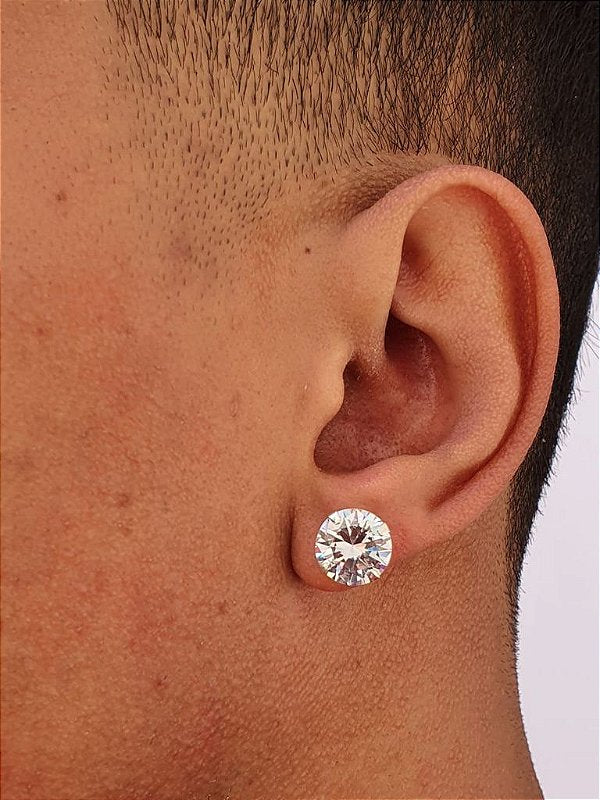 Par De Brinco Pedra Zircônia (10mm) Prata 925 BRIP003