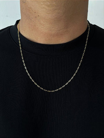 Corrente Elo Alongado 2mm Fecho Tradicional Banhada A Ouro 18k COR083