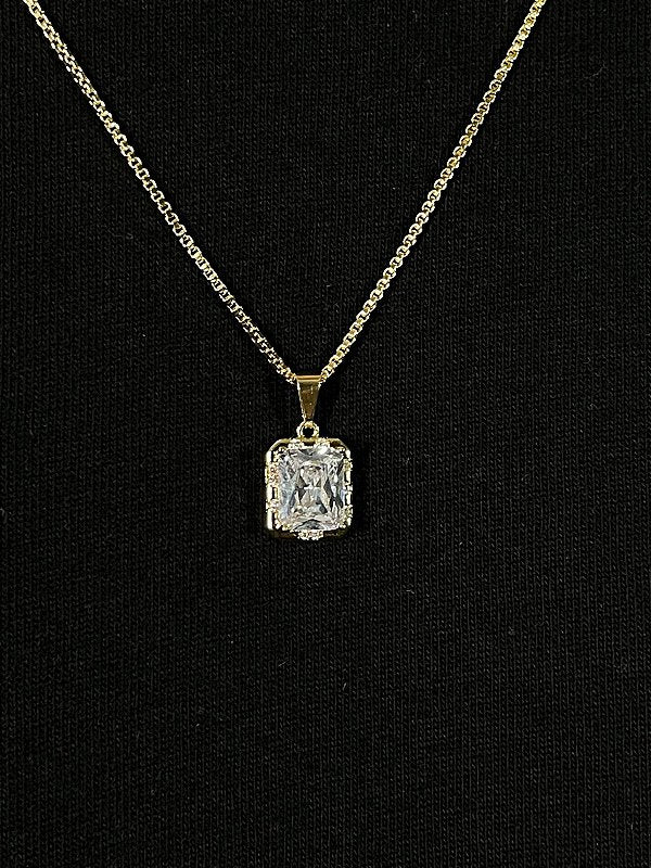 Corrente Veneziana 1,2mm + Pingente Prisma Banhada a Ouro 18k COR006-PIN129