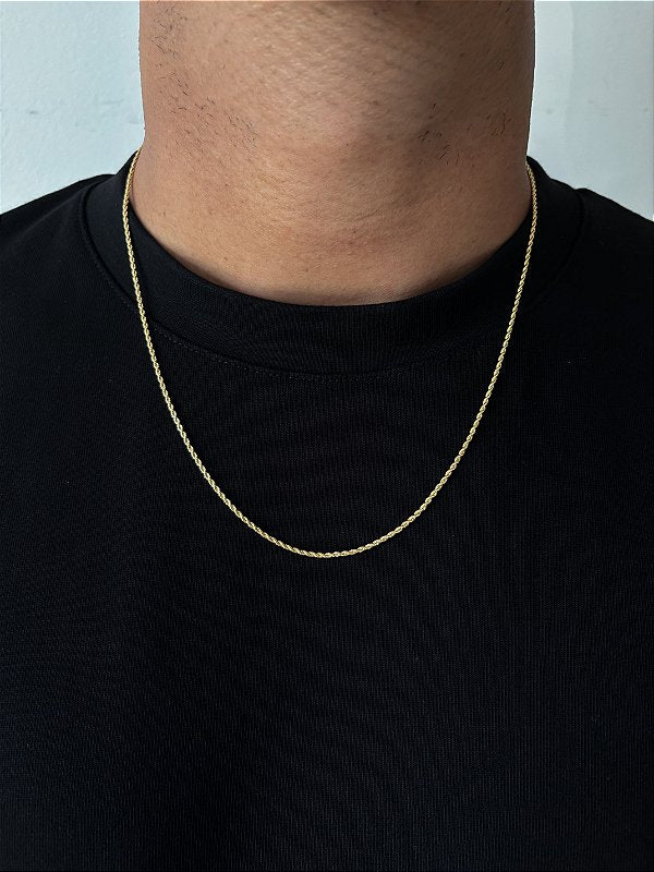 Corrente Cordão Baiano 1,6mm Fecho Tradicional Banhada A Ouro 18k COR081