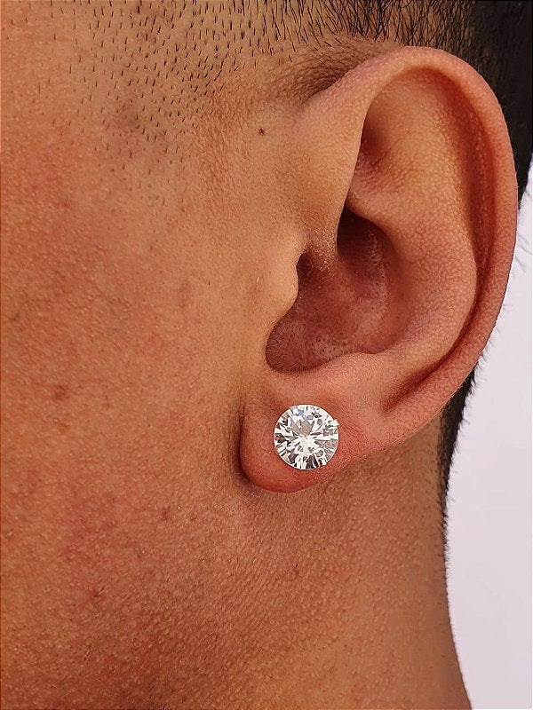 Par De Brinco Pedra Zircônia (8mm) Prata 925 BRIP001