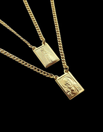 Escapúlario Corrente Grumet Jesus Nossa Senhora Medalha 10X14mm Banhado a Ouro 18k ESC001