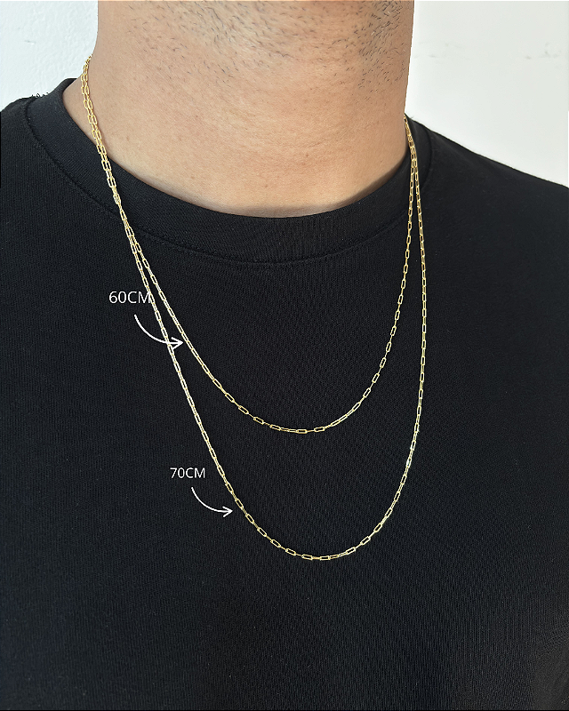 Kit Corrente Elo Alongado + Pulseira Elo Alongado 2mm Banhado A Ouro 18K