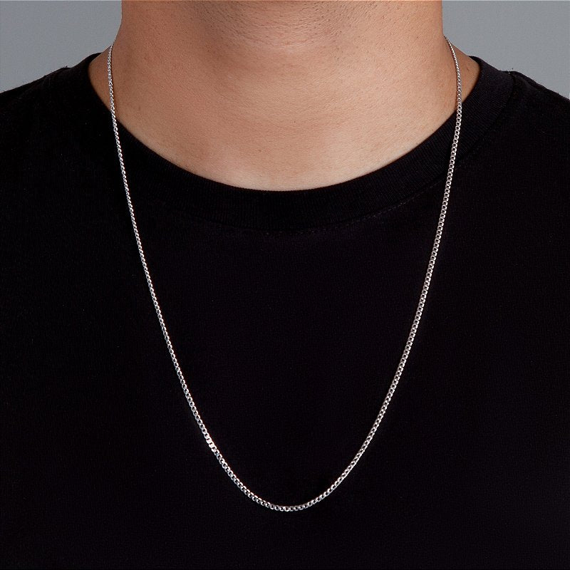 Corrente Grumet 2mm Fecho Tradicional Banhada A Ouro Branco COR015