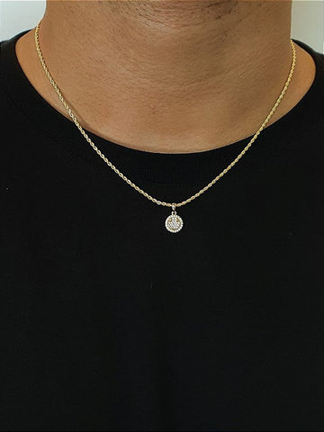 Corrente Cordão Baiano 1,6mm + Pingente Smile Redondo Cravejado Banhado A Ouro 18k COR003-PIN005