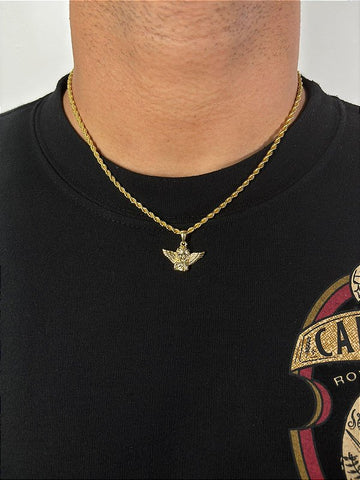 Corrente Cordão Baiano 3mm + Pingente Anjo Banhado A Ouro 18k COR061-PIN141