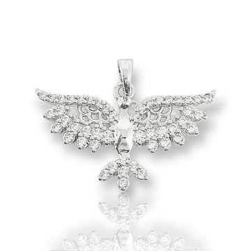 Pingente Passaro Cravejado Banhado A Ouro Branco PIN014