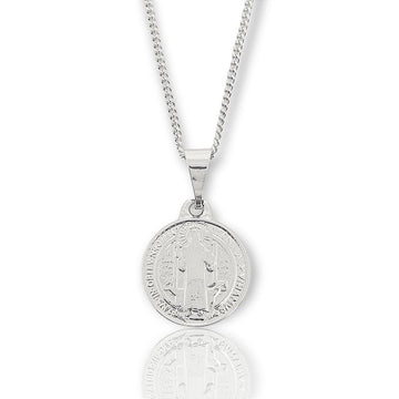 Pingente Medalha São Bento Banhado A Ouro Branco PIN023