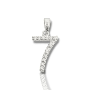 Pingente Número 7 Cravejado Banhado A Ouro Branco PIN080