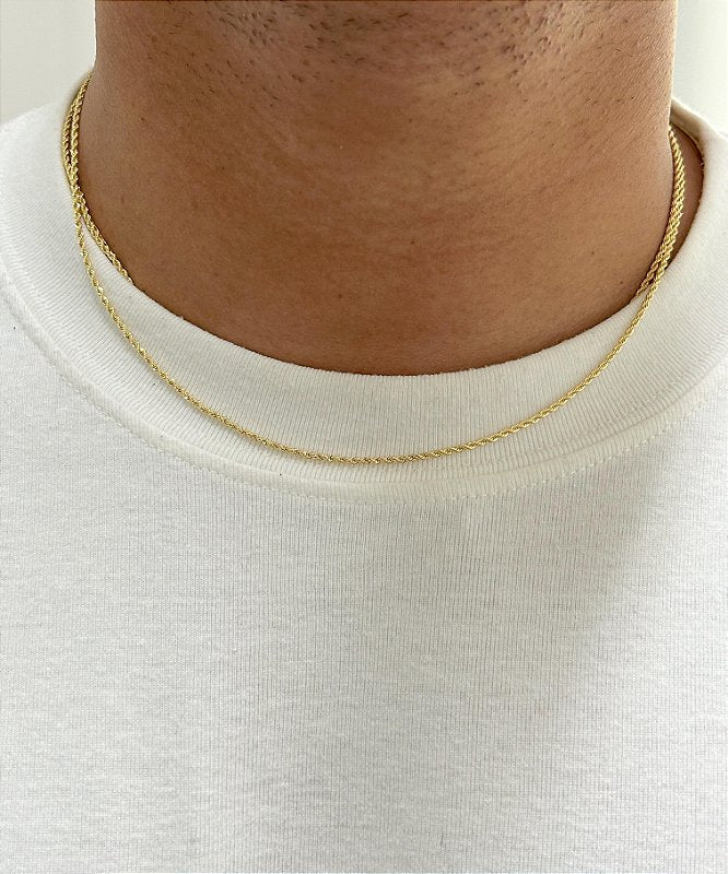 Corrente Cordão Baiano 1,6mm Fecho Tradicional Banhada A Ouro 18k COR003