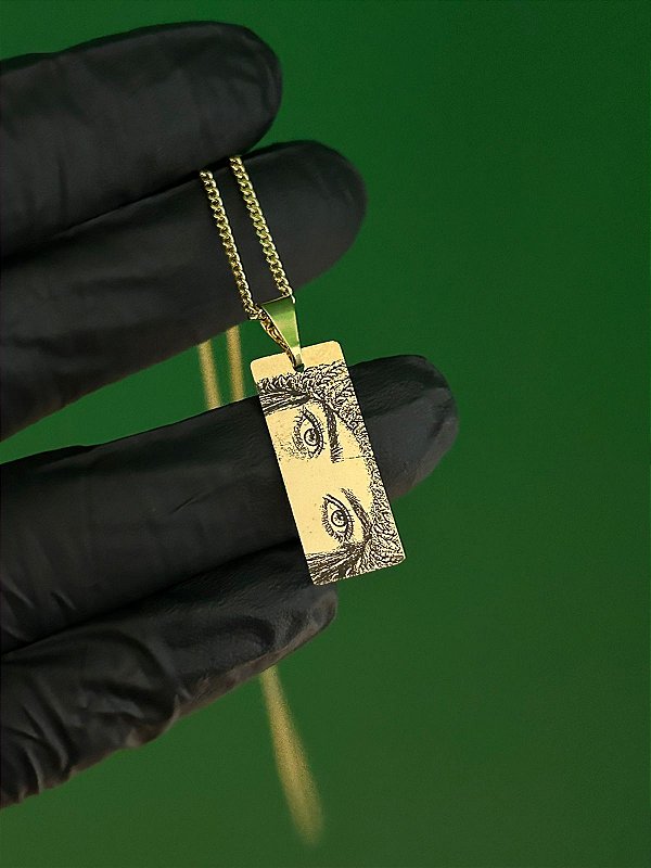 Corrente + Plaquinha Personalizada Banhada a Ouro 18k