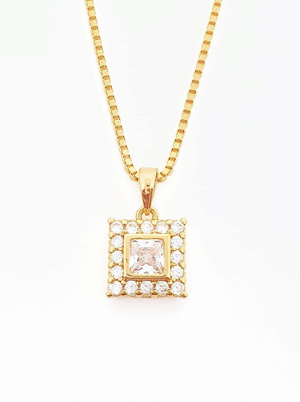 Pingente Quadrado Cravejado Banhado A Ouro 18k PIN028