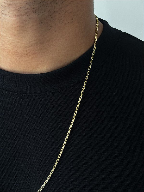 Corrente Elo Cadeado 4mm Fecho Tradicional Banhada A Ouro 18k COR085