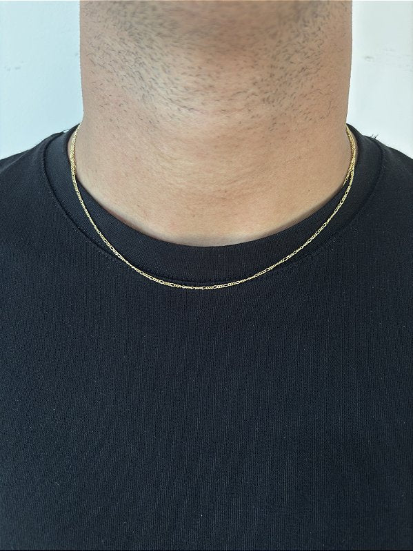 Kit Corrente 3 Por 1 1,4mm + Pulseira 3 Por 1 2,5mm Banhado A Ouro 18K
