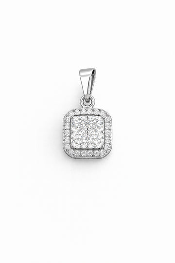 Pingente Imperial Quadrado Banhado A Ouro Branco PIN152