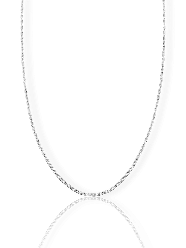 Corrente Elo Cadeado 2mm Fecho Tradicional Banhada a Ouro Branco COR062