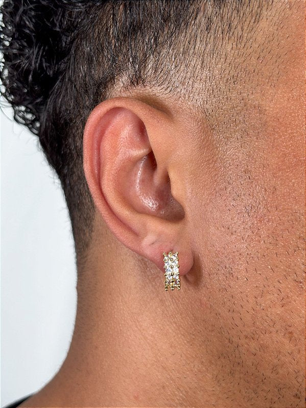 Brinco Fílip Argola Cravejada 12 pedras Banhado A Ouro 18k BRI214