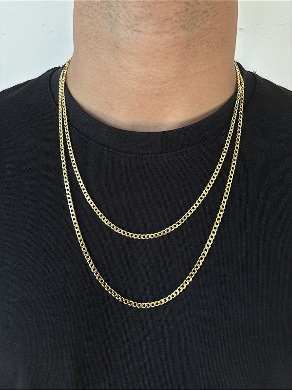 Kit Corrente Grumet + Pulseira Grumet 4mm Banhado A Ouro 18K