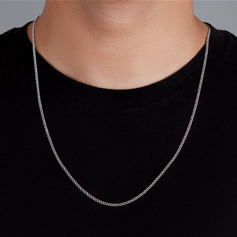 Corrente Grumet 2mm Fecho Tradicional Banhada A Ouro Branco COR004