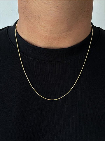 Corrente Rabo de Rato 1mm Fecho Tradicional Banhada A Ouro 18k COR079