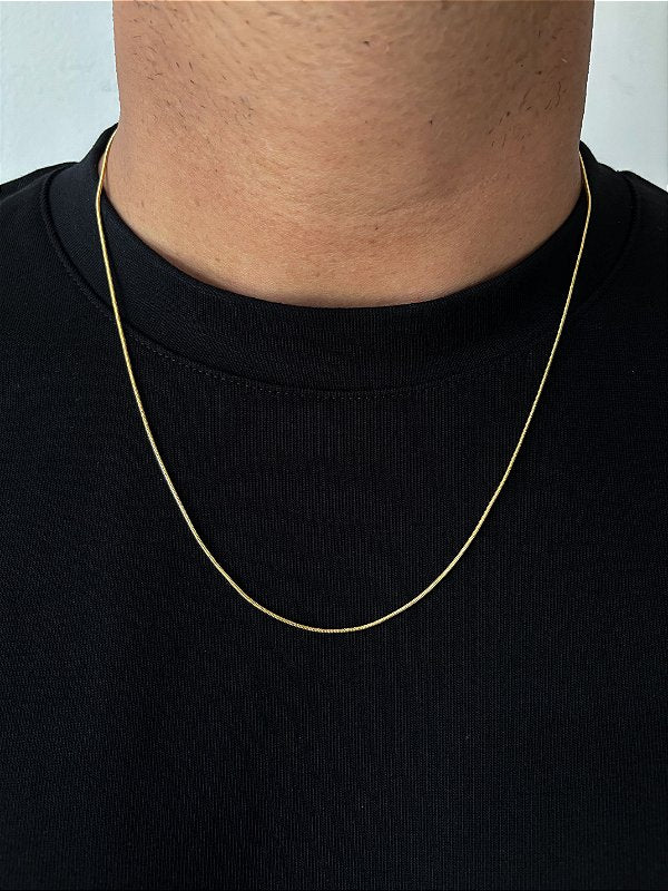 Corrente Rabo de Rato 1mm Fecho Tradicional Banhada A Ouro 18k COR079