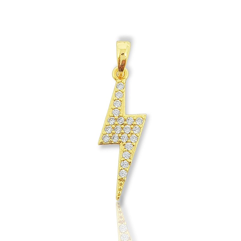 Pingente Raio Cravejado Banhado A Ouro 18k PIN078