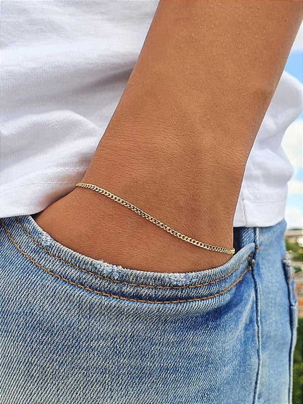 Pulseira Grumet 2mm Fecho Tradicional Banhada A Ouro 18K PUL012