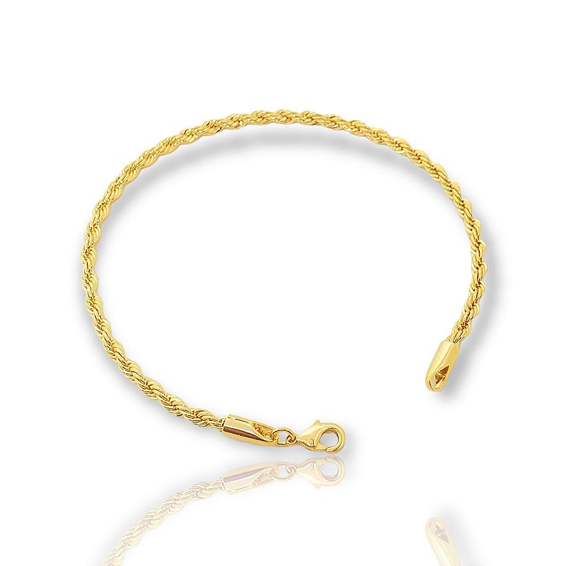 Pulseira Cordão Baiano 3mm Fecho Tradicional Banhada A Ouro 18k PUL017
