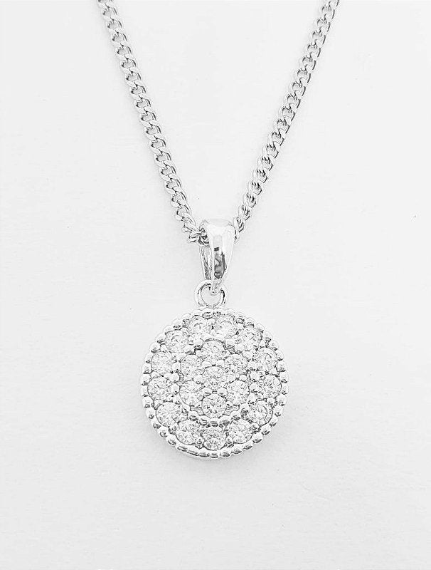 Pingente Circulo Cravejado Banhado A Ouro Branco PIN010