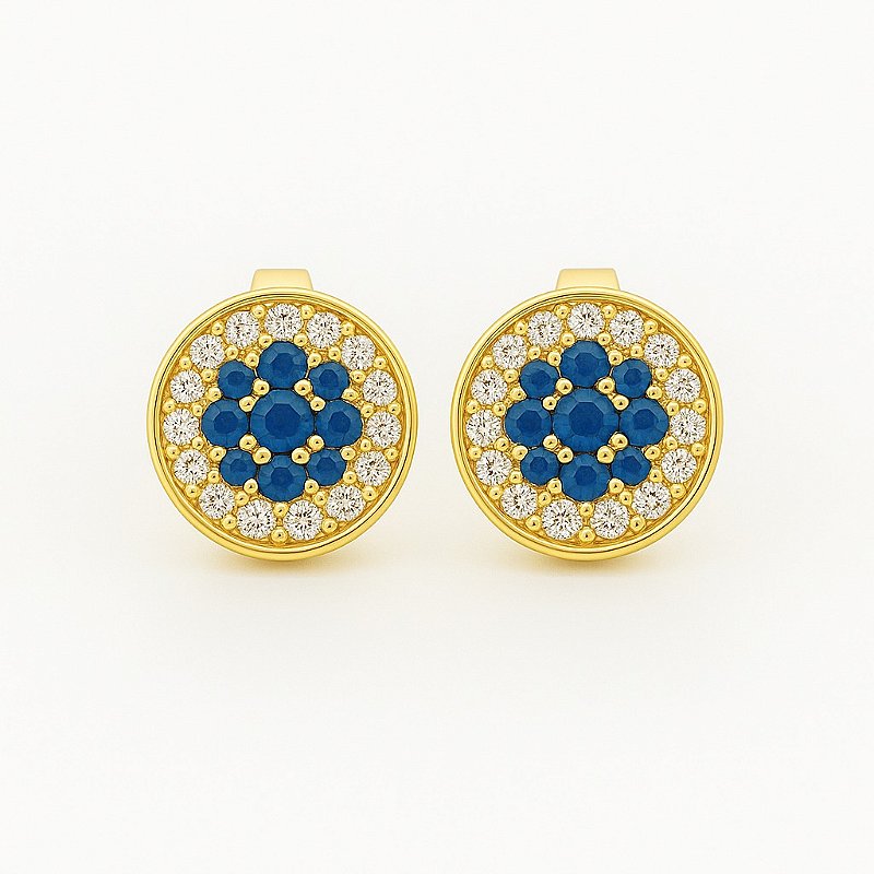 Brinco Fílip Blue Banhado A Ouro 18K BRI188