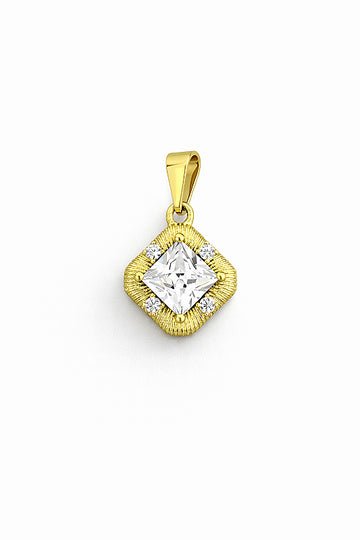 Pingente Quadrado 5 pedras Banhado A Ouro 18k PIN153