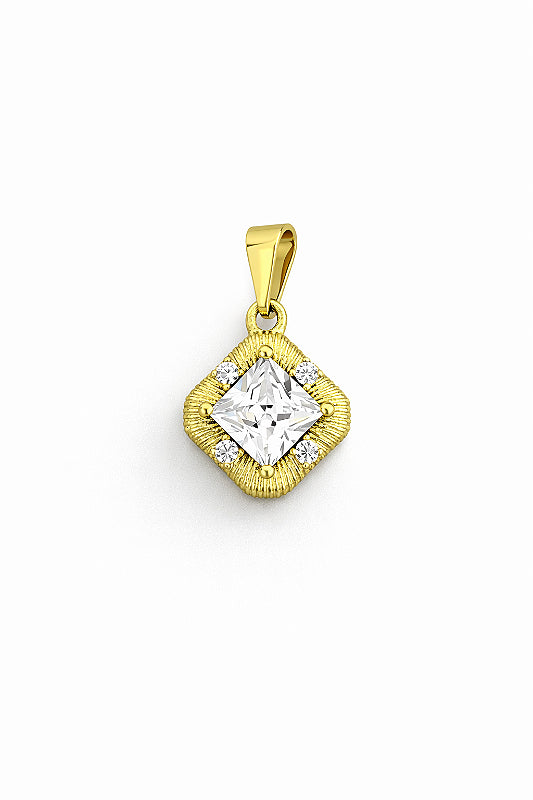 Pingente Quadrado 5 pedras Banhado A Ouro 18k PIN153