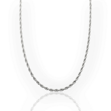 Corrente Cordão Baiano 3mm Fecho Tradicional Banhada a Ouro Branco COR067